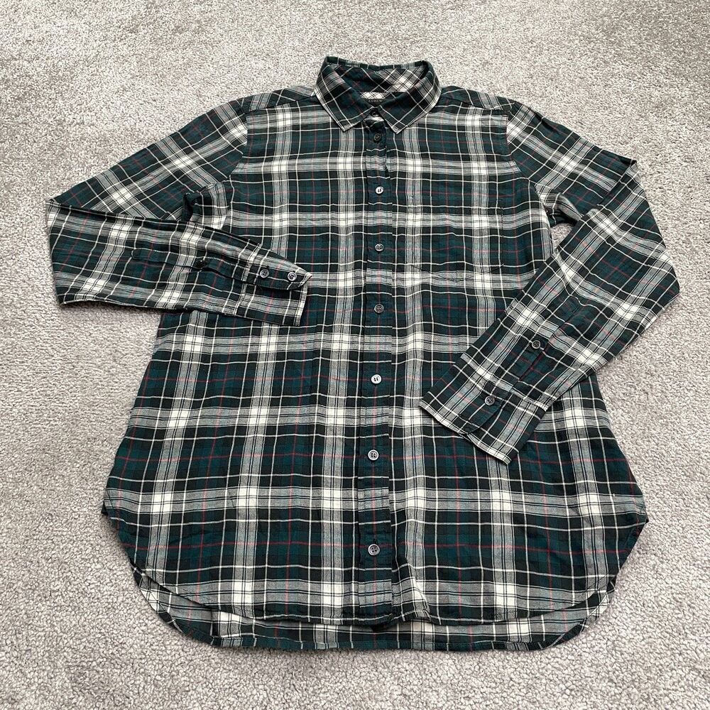 J. Crew Boy Fit Button Down Shirt Womens 00 Multi Crickle Plaid Cotton Casual